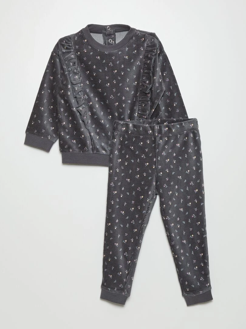 Ensemble de pyjama à motif 2 pièces Noir