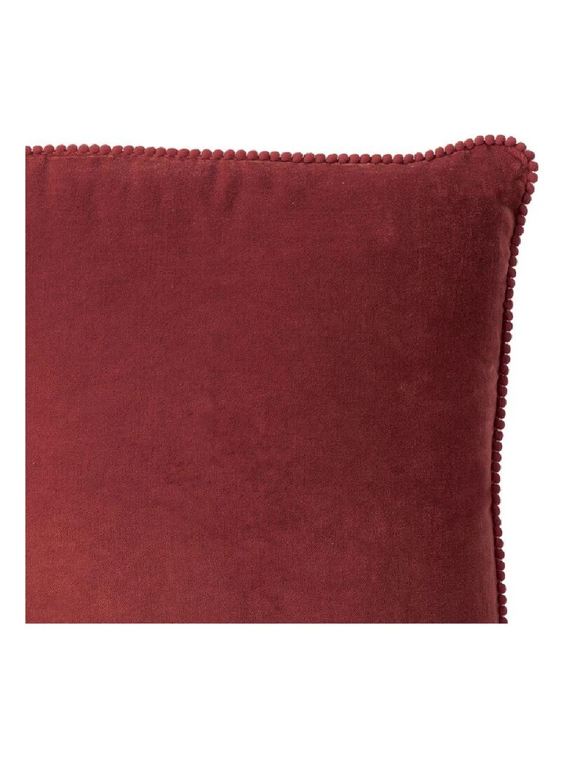 Coussin en velours avec contour perlé 'Deko&co' Rouge foncé