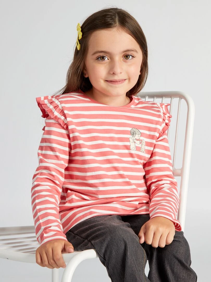 T shirt 'Disney' avec volants   So Easy   Rose