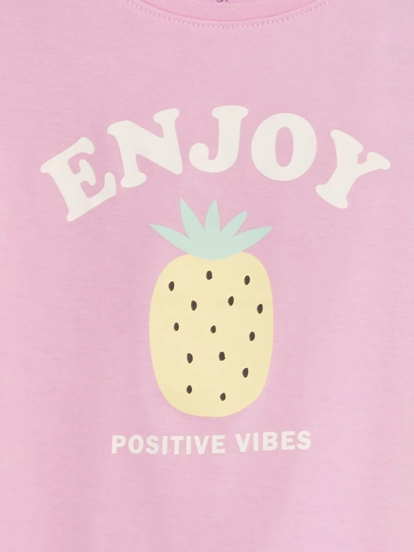 Ensemble de pyjama : T shirt + short 2 pièces Rose bonbon