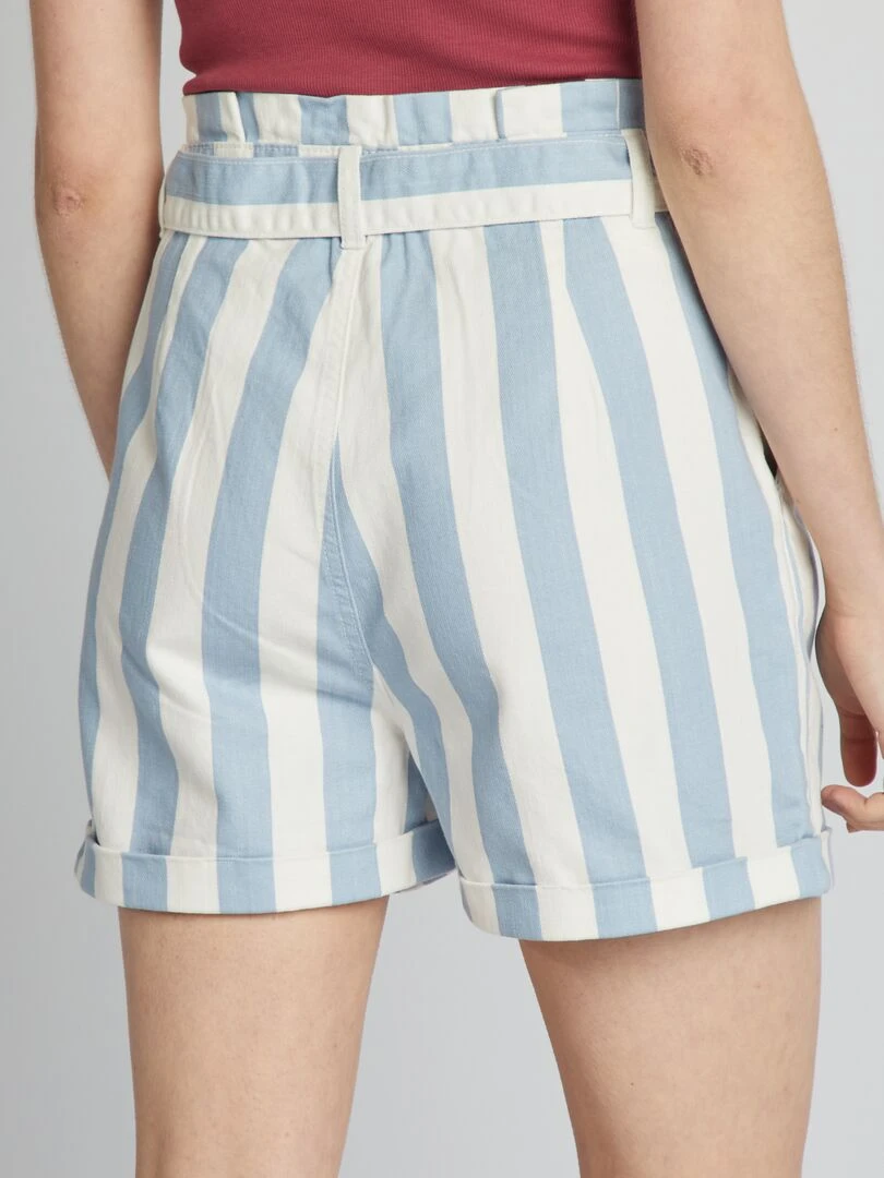 Short en twill   Bleu rayé