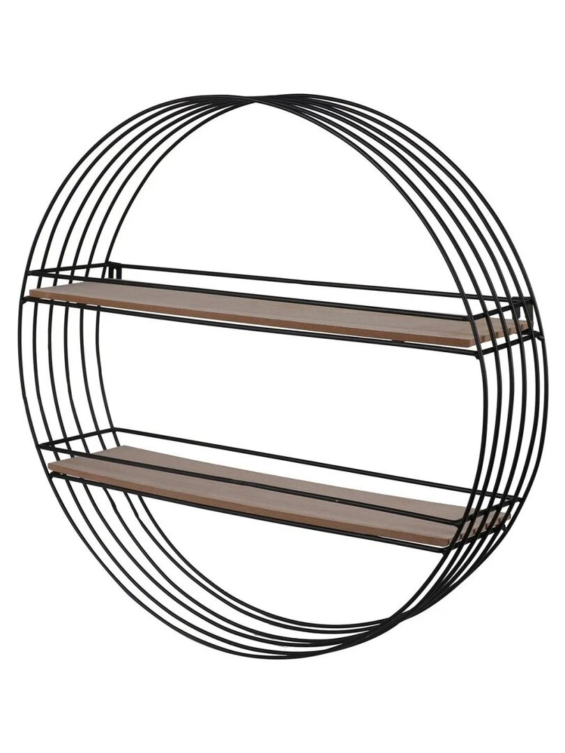 Étagère ronde en métal et bois D45 Marron