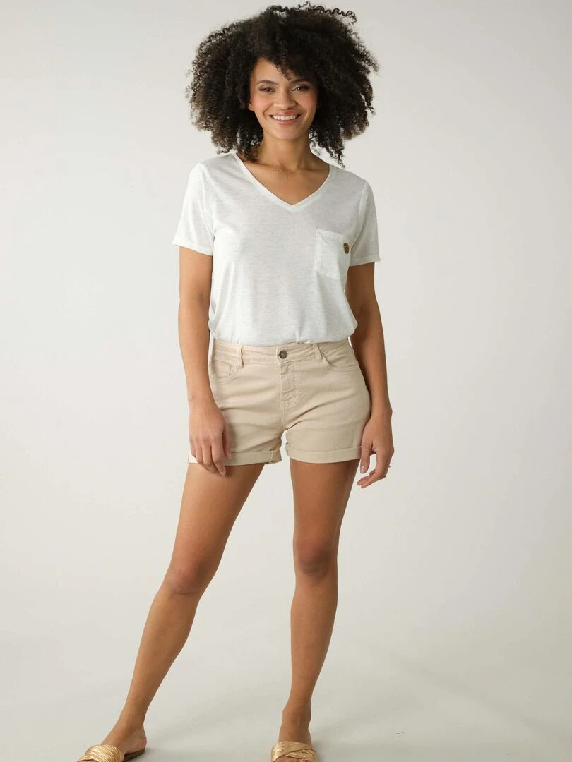Short slim uni pour femme 'Deeluxe' Beige