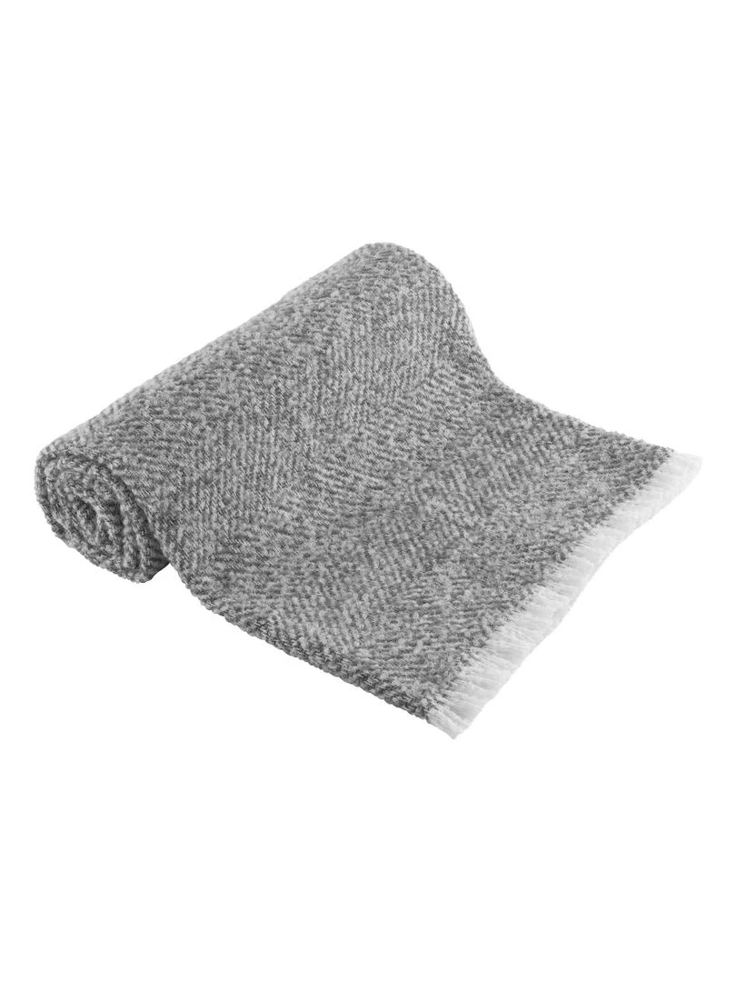 Plaid aux mélanges de matières Gris clair