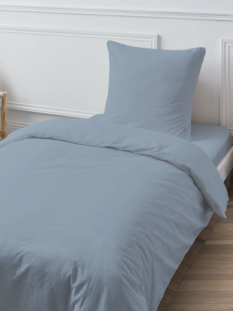 Future Home   Drap housse en coton 57 fils uni   Bleu