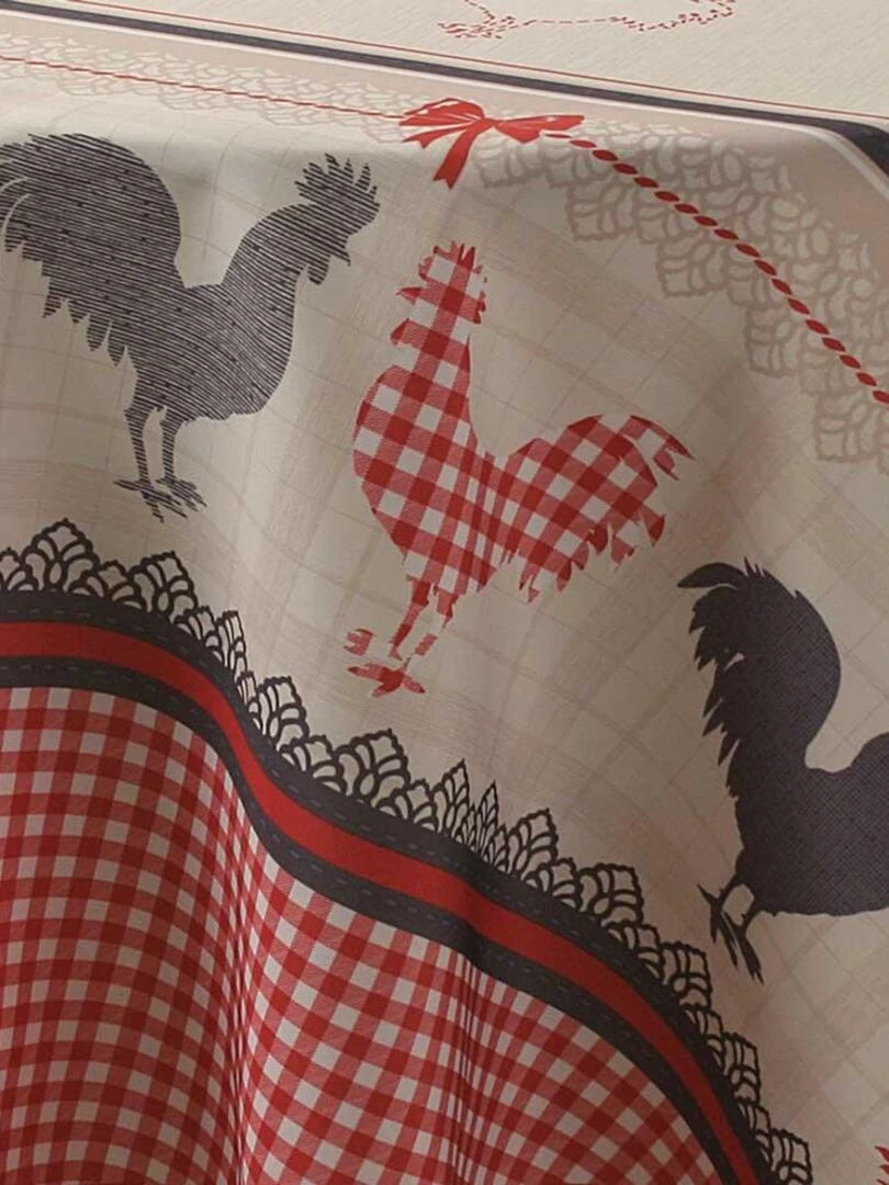 Nappe Anti taches Coq   Ronde 160 cm   Rouge