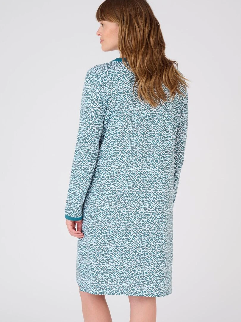 Chemise de nuit pur coton peigné  manches longues   Damart   Vert