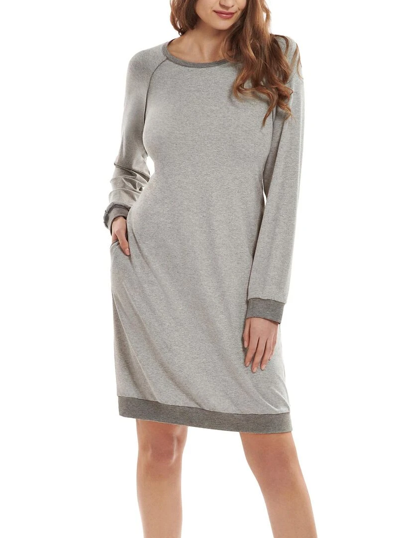 Chemise de nuit manches longues Kelly Gris