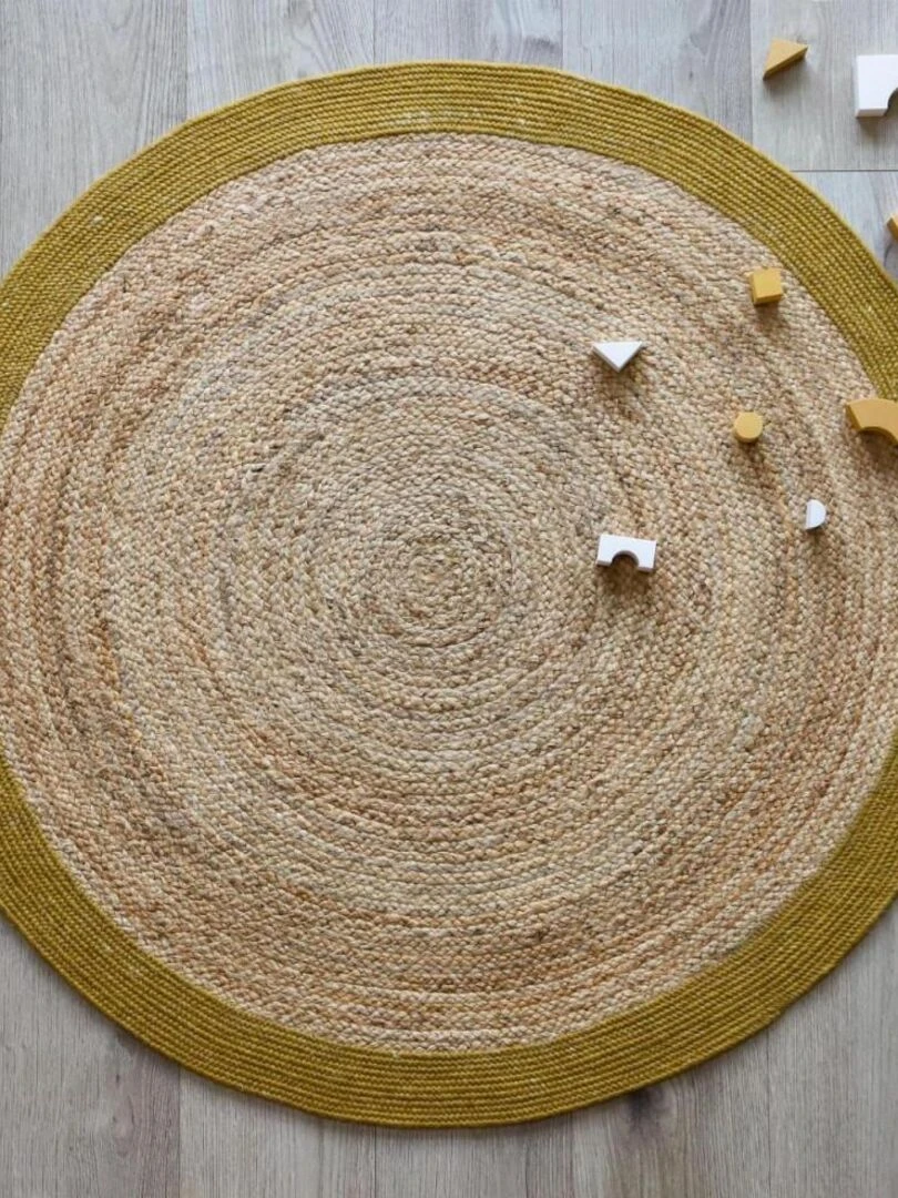 Tapis Coton & Jute Yhuki Mango par Nattiot Ø 140 cm Nattiot Orange clémentine