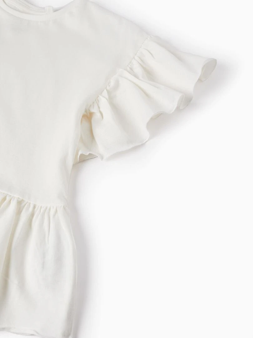 T shirt en Coton à Volants pour Fille manches courtes EXPLORING AUSTRALIA   Blanc