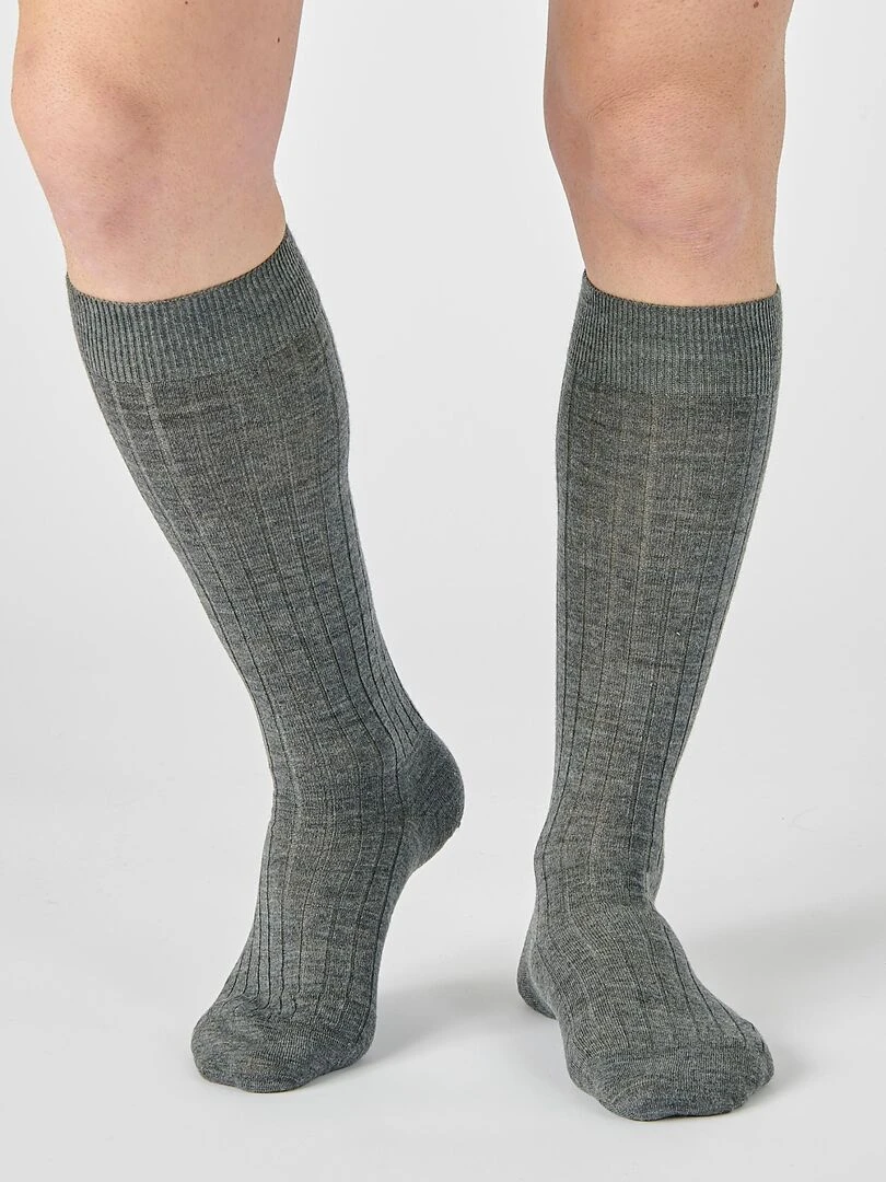 Lot de 2 paires de mi bas mélange laine Mérinos Damart Gris
