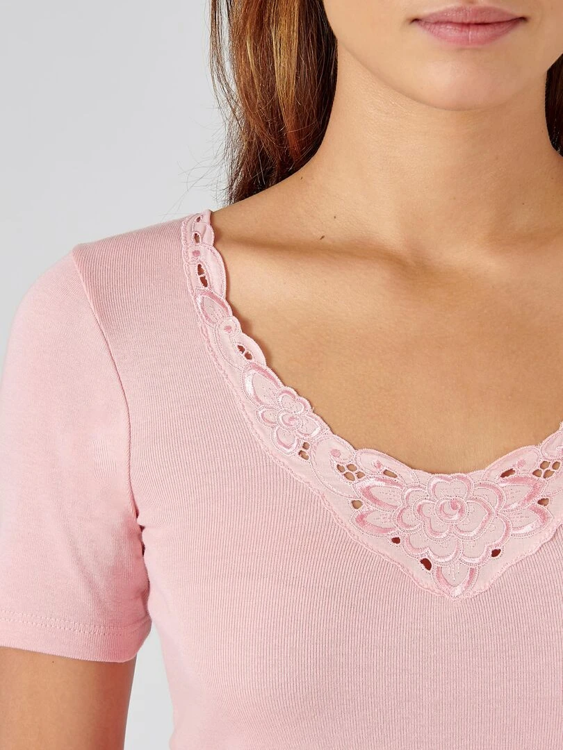 T shirt manches courtes Essential pur coton peigné Damart Rose