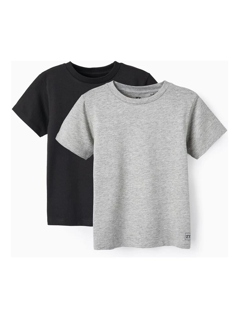 Pack 2 T shirts à manches courtes pour garçon manches courtes Noir