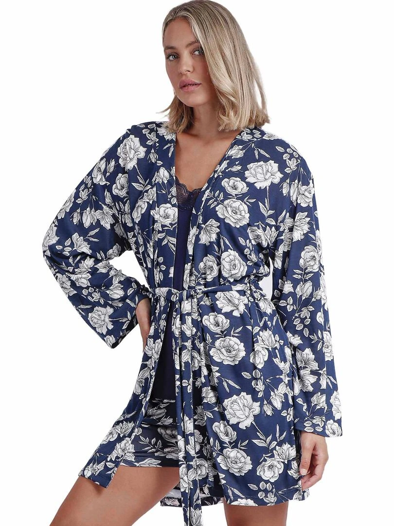 Déshabillé Navy Flowers   Bleu marine