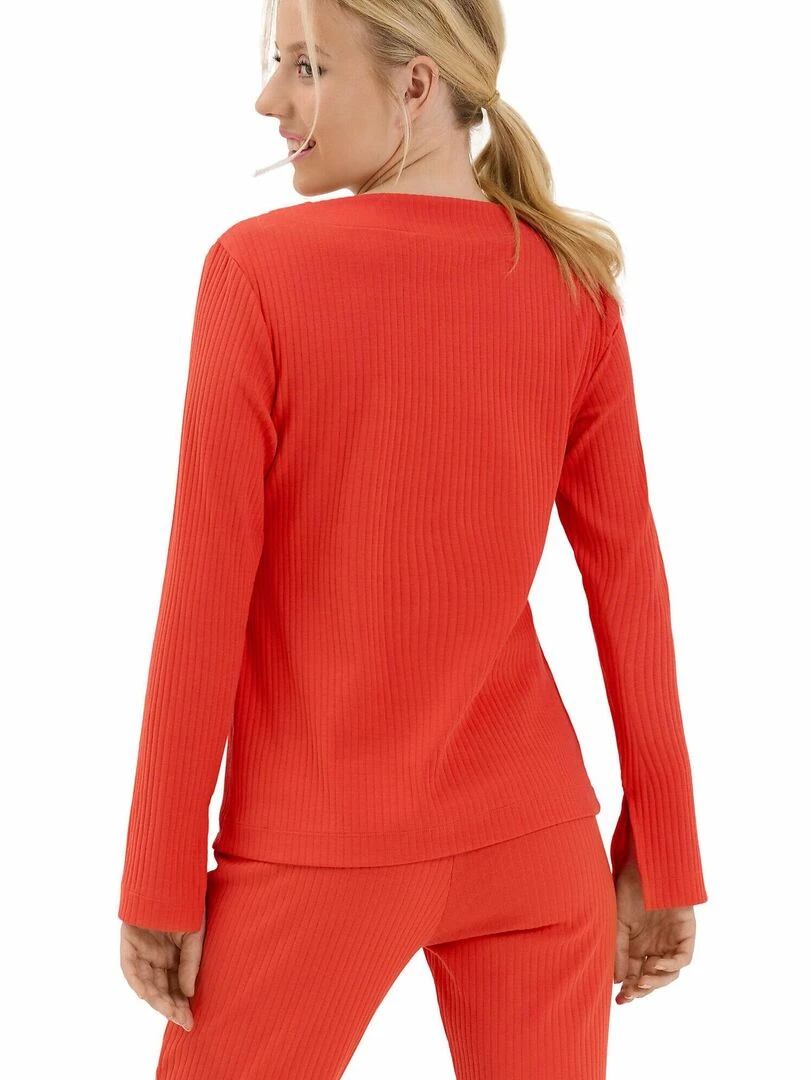 Haut pyjama top col V manches longues Lucky Orange