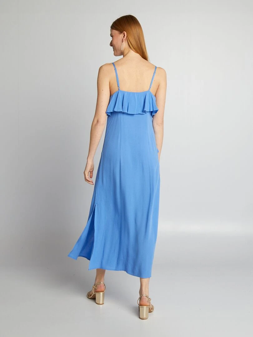 Robe longue à volants   Bleu