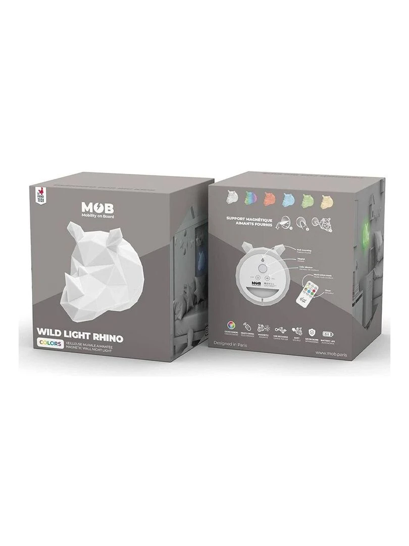 Mob   Veilleuse murale aimantée Wild Light   Rhino   Blanc