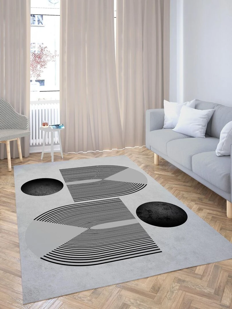 Tapis SEVENTIES Gris Noir   Noir