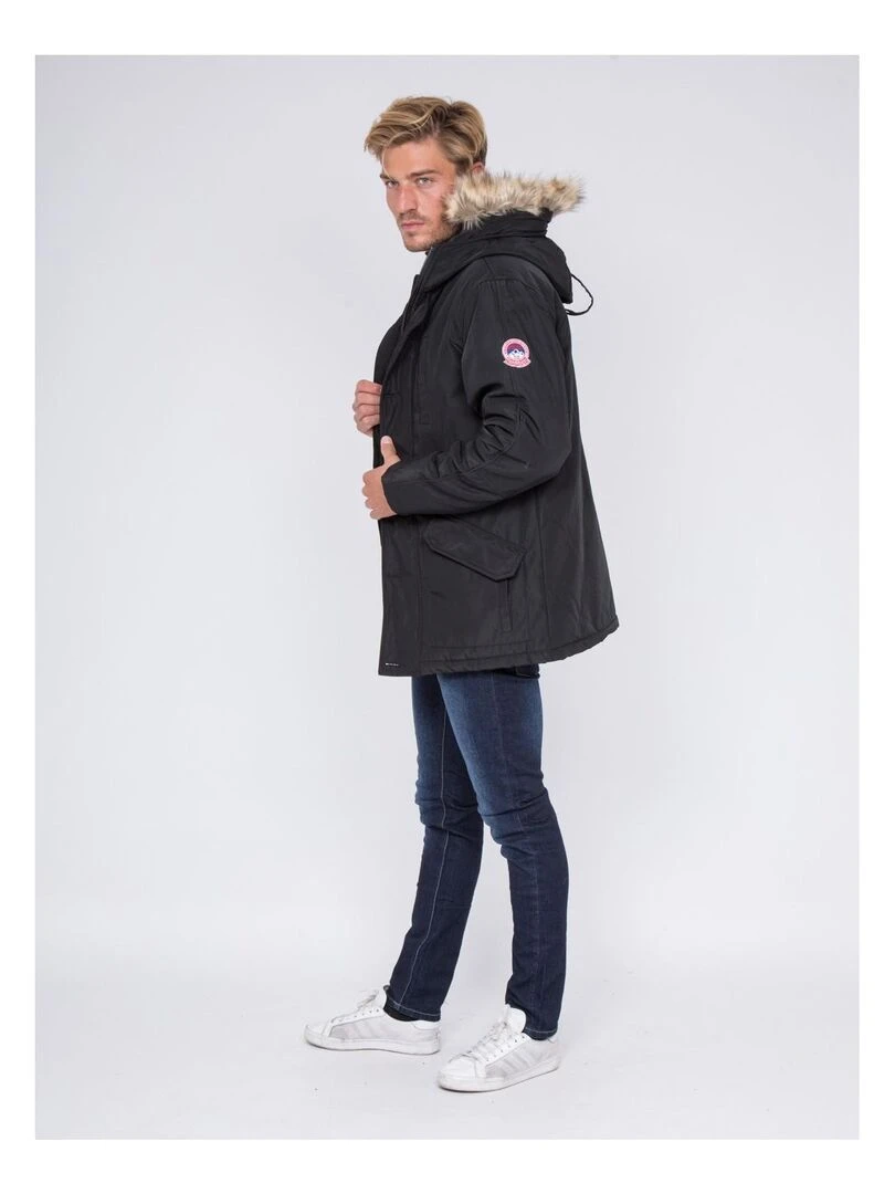 Parka mi longue capuche ZALIX   Noir