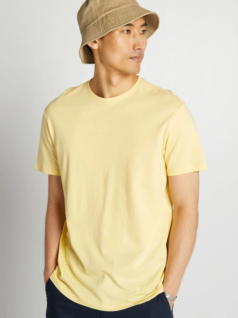 T shirt droit en jersey uni Jaune