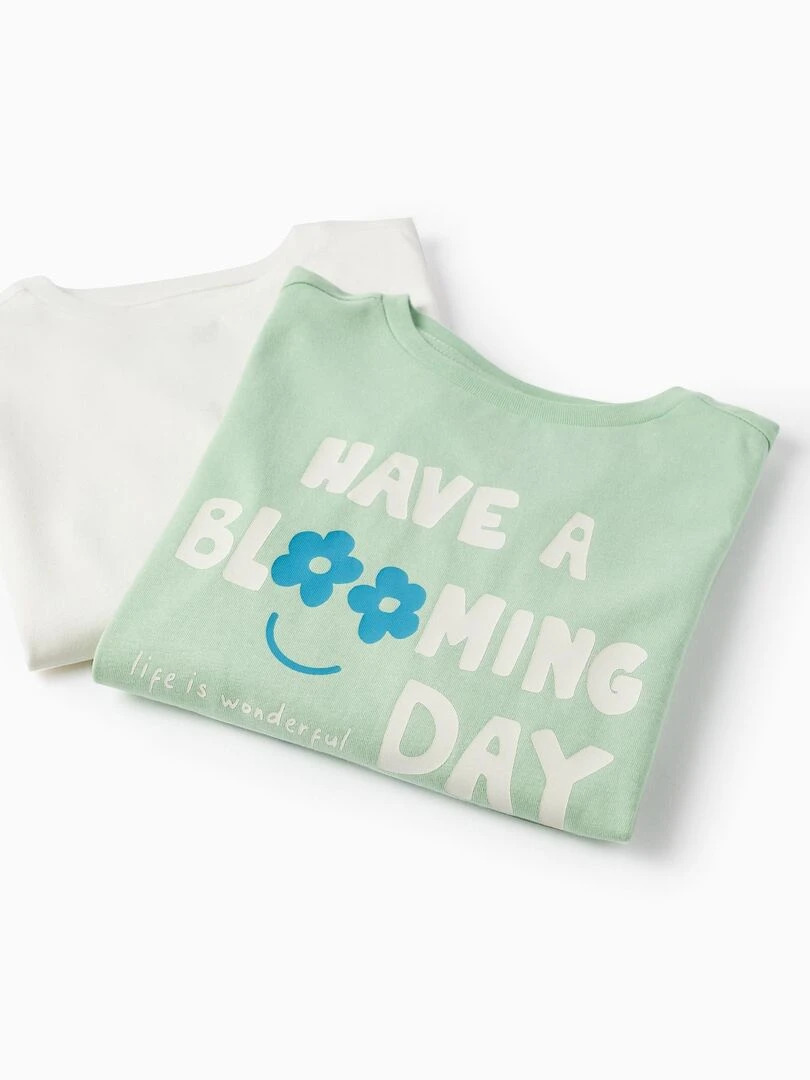Pack 2 T shirts à manches longues en coton pour fille manches longues THE WAVE TRIBE   Vert clair