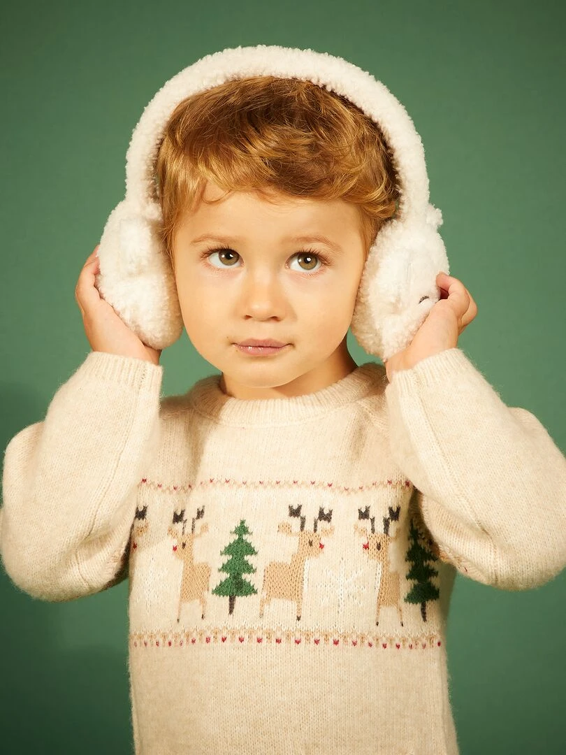 Combinaison en tricot imprimé Noël   Beige