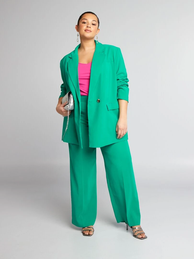 Pantalon tailleur large en twill Vert