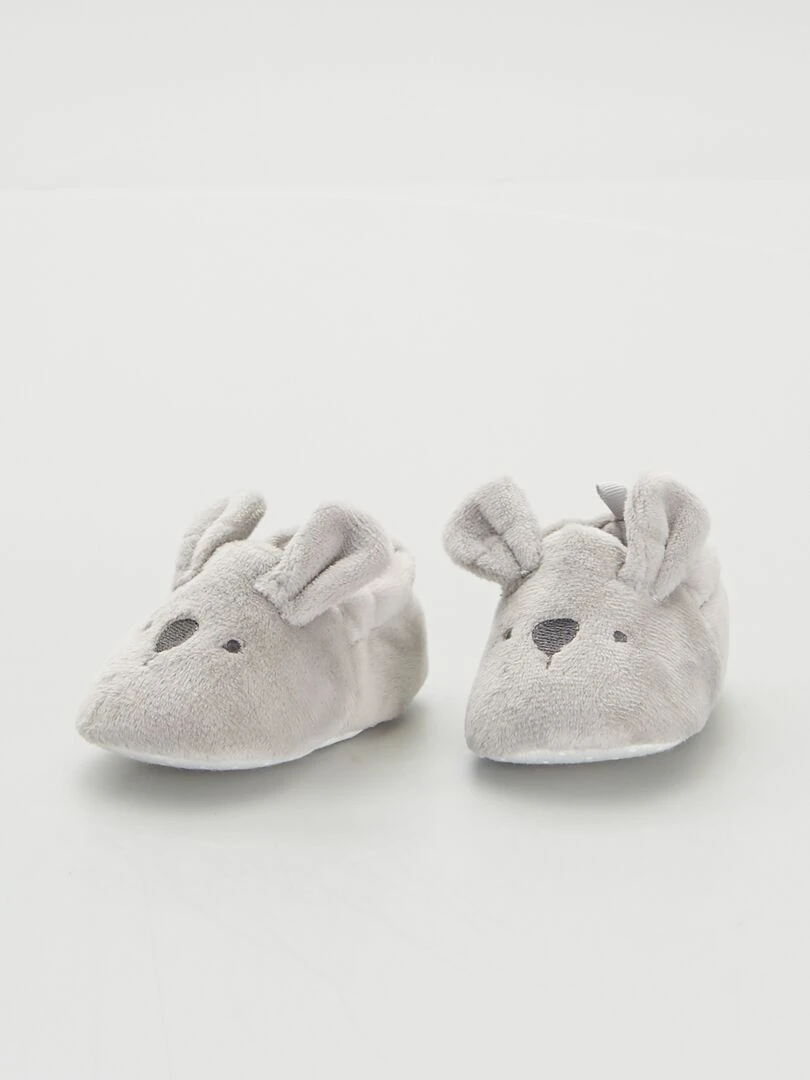 Chaussons bébé en velours   gris