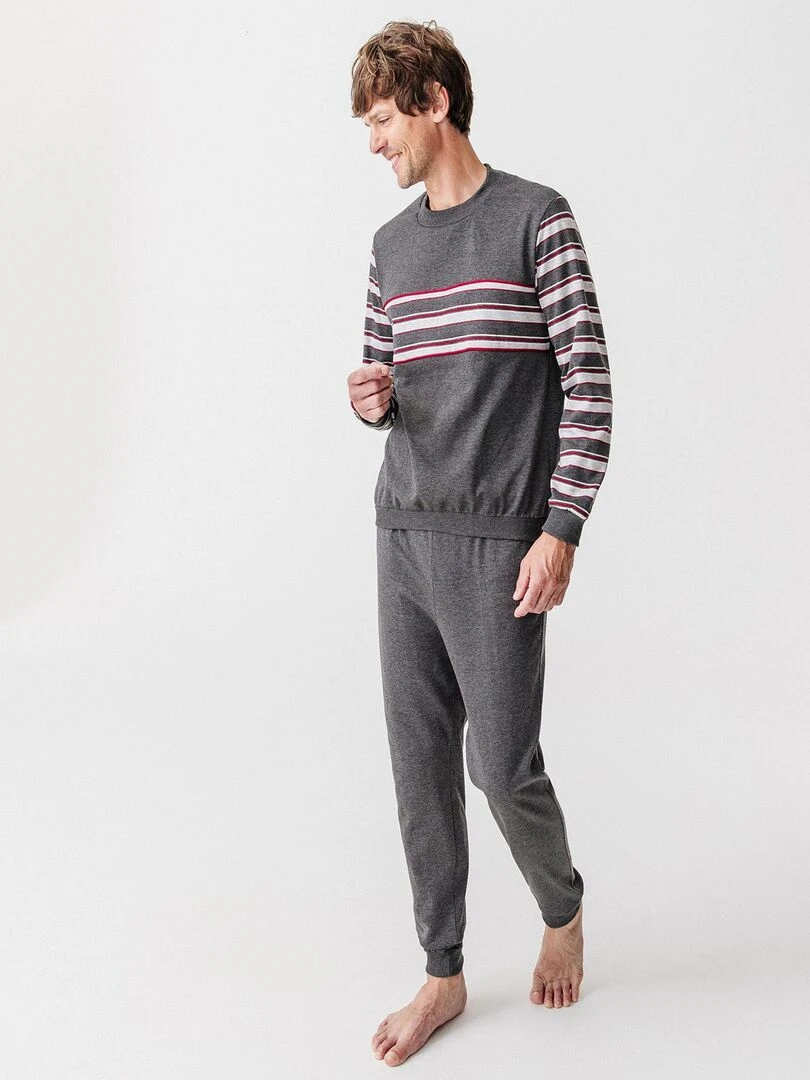 Pyjama en molleton Thermolactyl manches longues Damart Gris