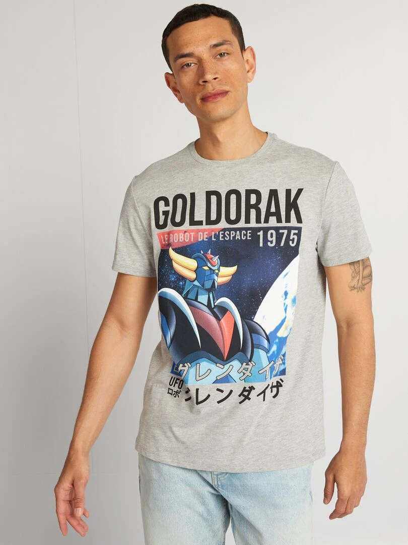 T shirt 'Goldorak' à col rond   Gris
