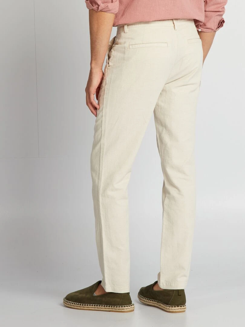 Pantalon chino coupe slim en lin mélangé   beige