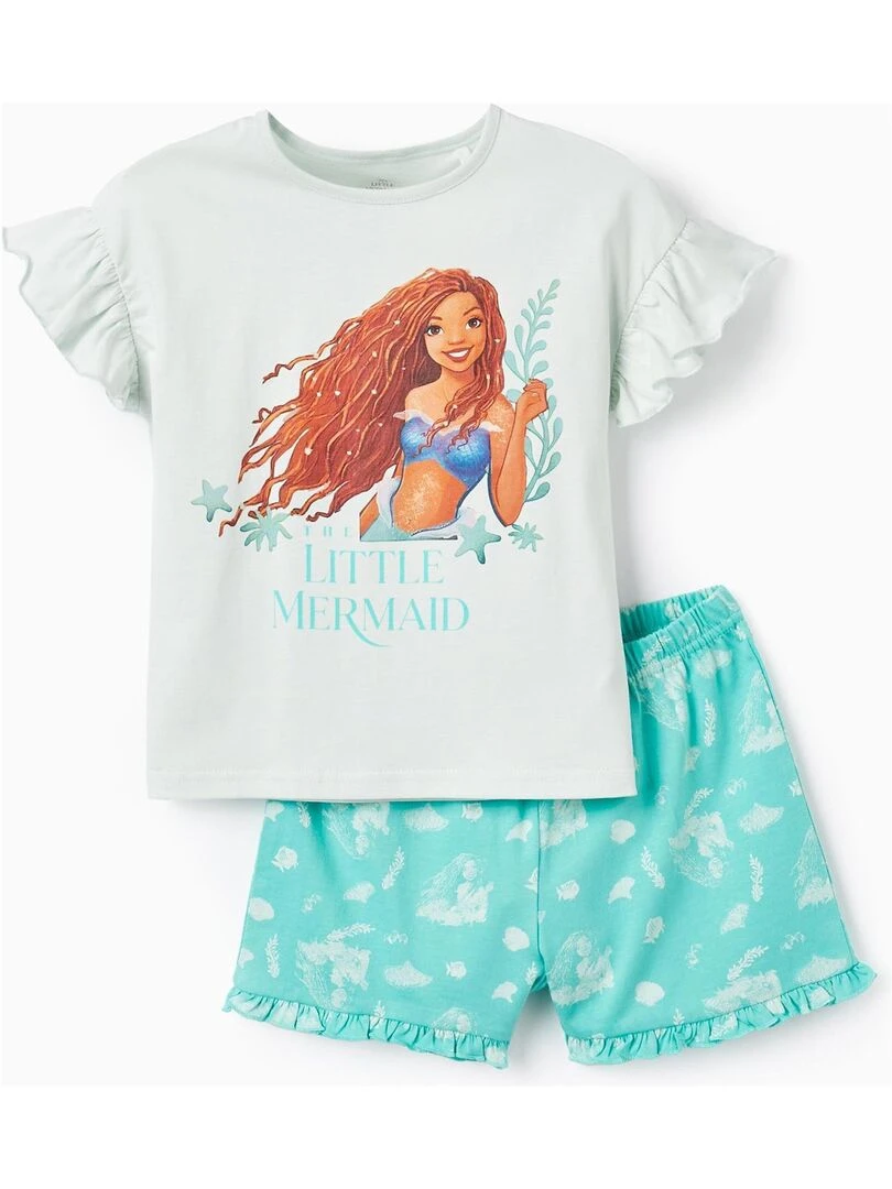 Pyjama en coton pour fille 'La Petite Sirène Ariel' manches courtes DISNEY PRINCESSES Bleu clair