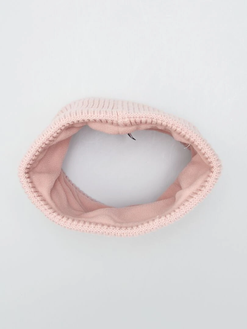Ensemble bonnet + snood 'Minnie'   2 pièces   Rose