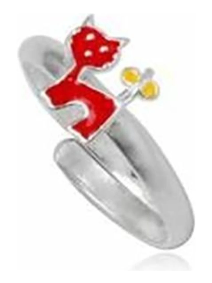 Bague argent et chat Bijoucolor Rouge