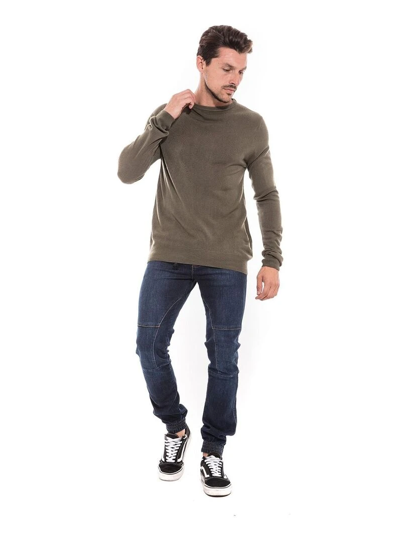 Pull col rond effet cachemire LANNIS   Kaki