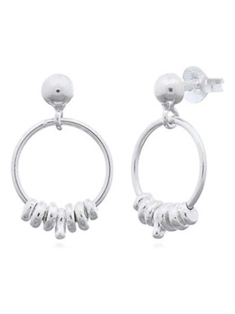Boucles d'oreilles clou argent avec anneaux Bijoucolor Argent