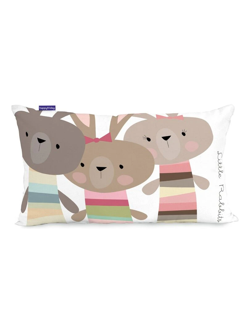 Housse de coussin Rabbit family "Happyfriday" Blanc