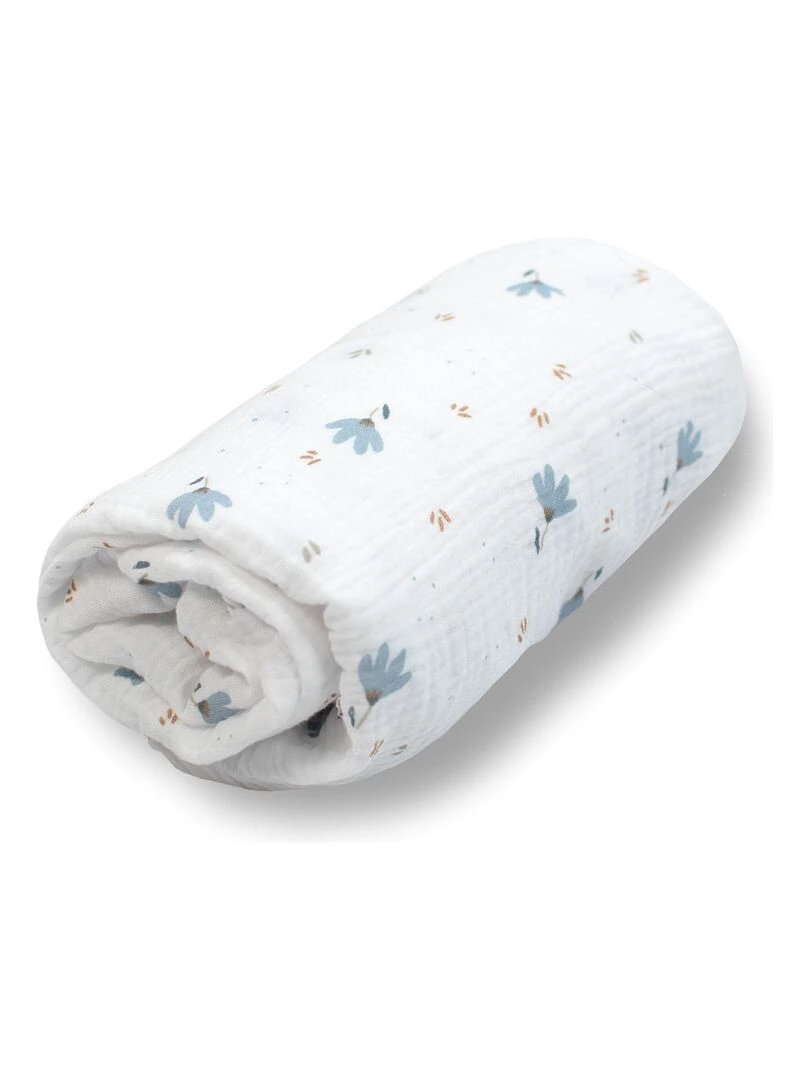 Drap housse en gaze de coton Bleuet Multicolore