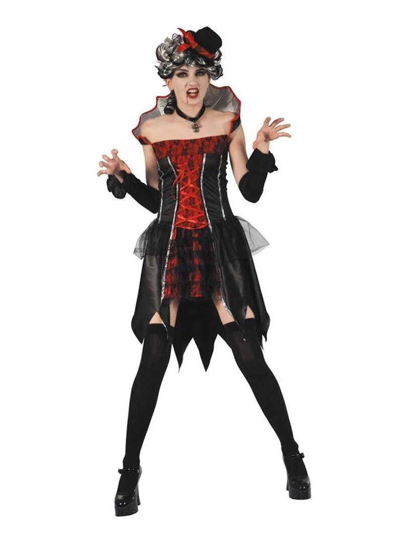 Déguisement Fête des morts rouge et noir Halloween Femme Luxe Noir Noir