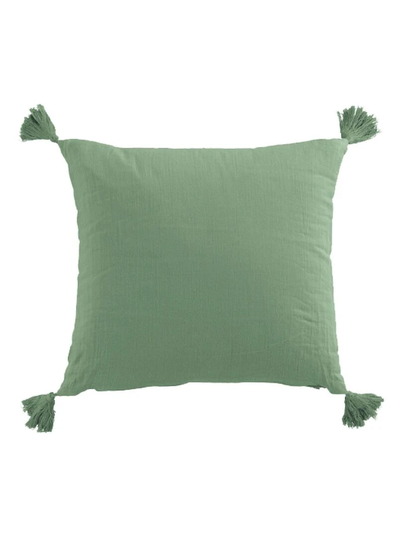 Coussin en double gaze de coton 'Deko&co' Vert d'eau