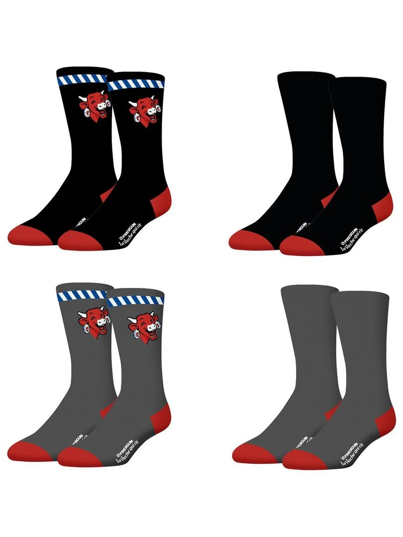 Lot de 4 paires de chaussettes homme La Vache Qui Rit Freegun Gris