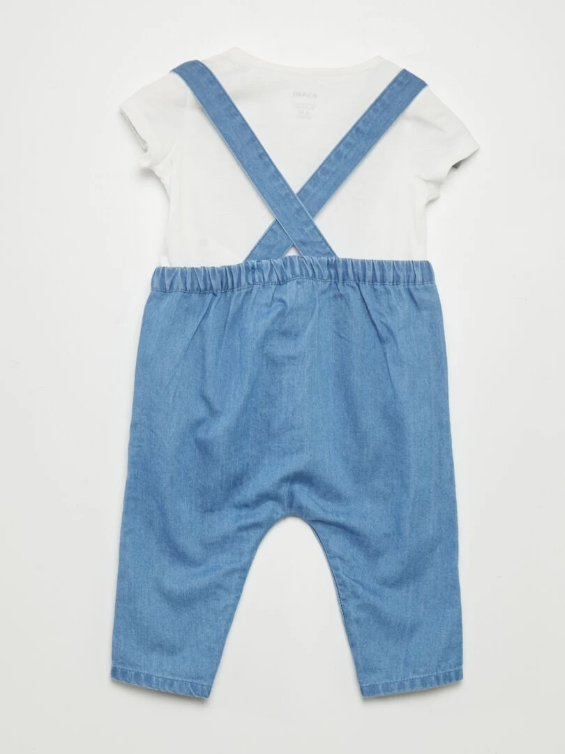 Ensemble body + salopette en denim Blanc/denim