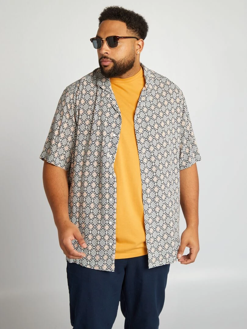 Chemise fluide à col pyjama Blanc