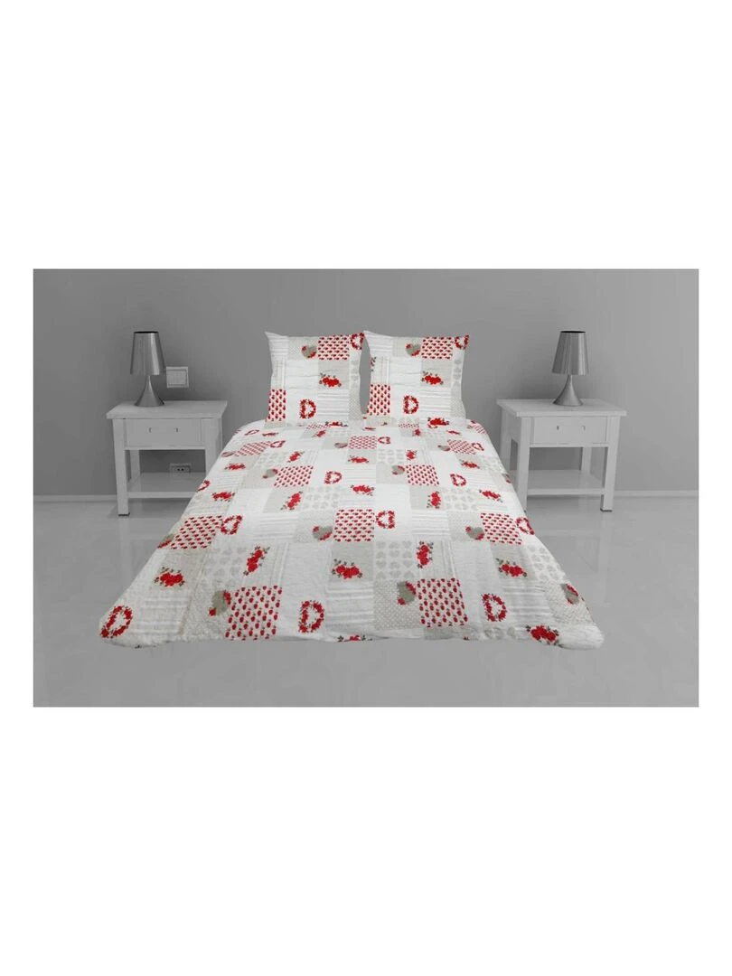 Couvre lit microfibre + taies Coeur alie Blanc