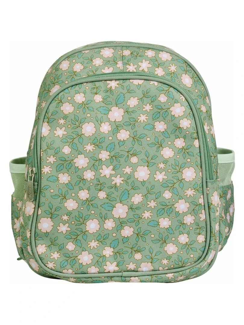 Sac à dos Fleurs sauge avec poche isotherme Vert
