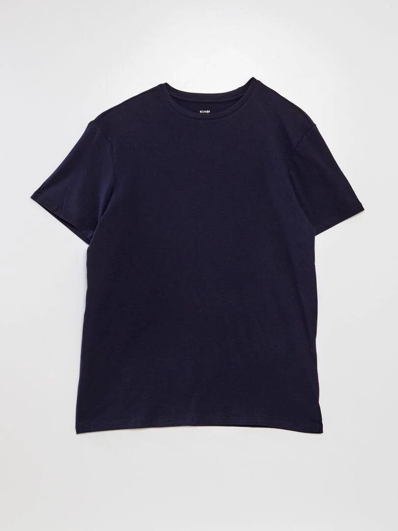 T shirt droit en jersey uni Bleu marine
