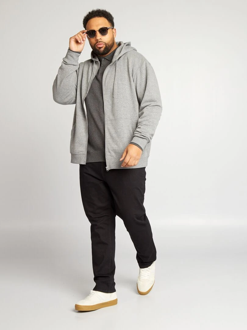 Sweat zippé en molleton à capuche Gris