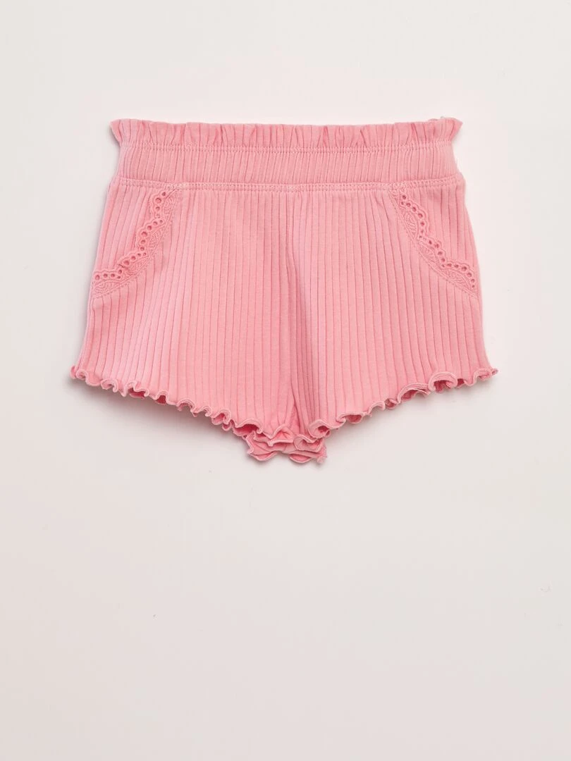 Ensemble débardeur + short côtelé   2 pièces   Rose