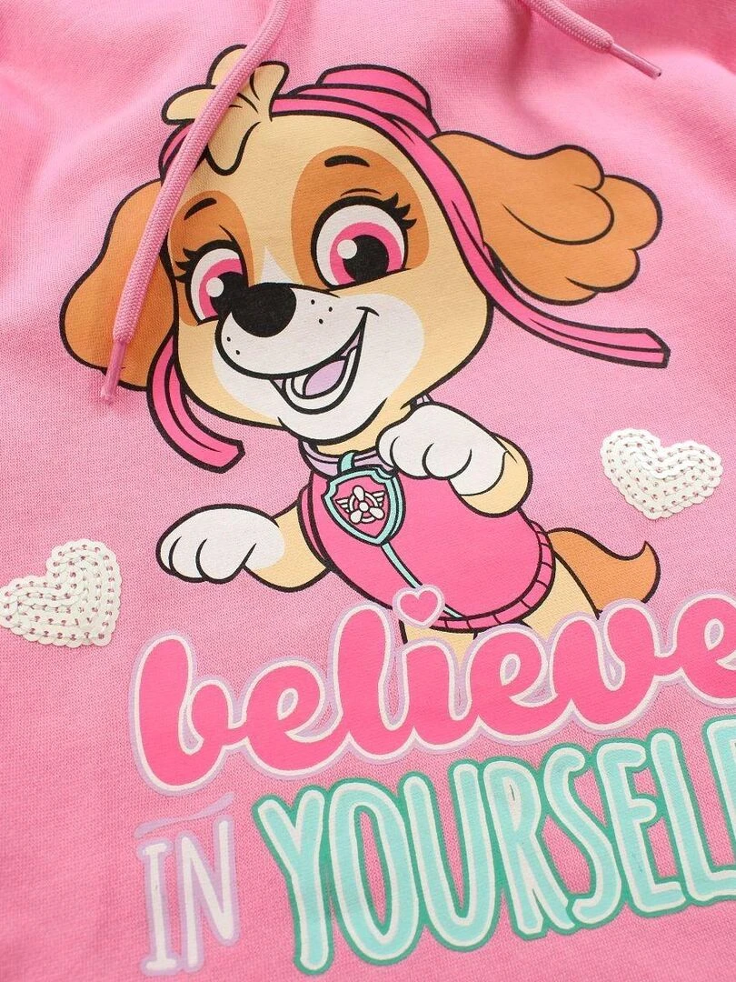 La Pat' Patrouille   Sweat fille imprimé La Pat' Patrouille en coton   Rose