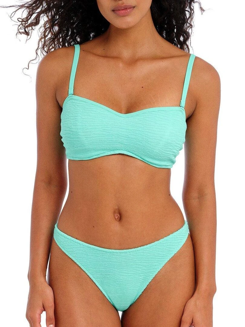 Haut de maillot bandeau texturé à armatures Ibiza waves   Bleu